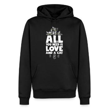 All You Need Is Love And A Cat - Männer Premium Bio Hoodie - Schwarz - Vorne - Nico (187cm)