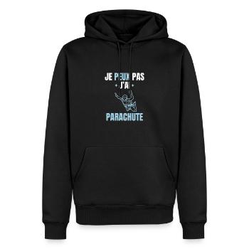 je peux pas j'ai parachute - Sweat à capuche Premium bio Homme - noir - Devant - Nico (187cm)