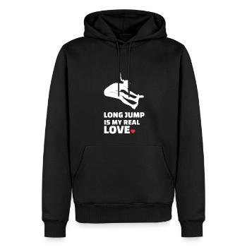 Ich Liebe Weitsprung - Männer Premium Bio Hoodie - Schwarz - Vorne - Nico (187cm)