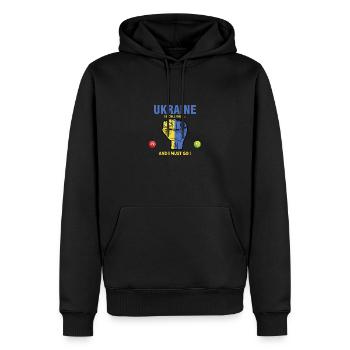 Die Ukraine ruft mich an und ich muss in die Ukraine - Männer Premium Bio Hoodie - Schwarz - Vorne - Nico (187cm)