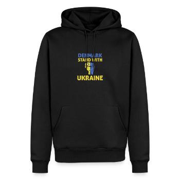 Danemark Ukraine - je soutiens Ukraine - Sweat à capuche Premium bio Homme - noir - Devant - Nico (187cm)