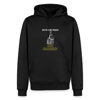 Cooler Motiv für mogenmuffel - Männer Premium Bio Hoodie - Schwarz - Vorne - Nico (187cm)