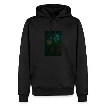 Futuristisches Grusel-Duo – Halloween Cyborg - Männer Premium Bio Hoodie - Schwarz - Vorne - Nico (187cm)