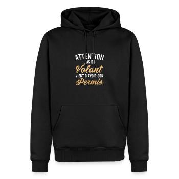 Junger Fahrer für Führerschein - Männer Premium Bio Hoodie - Schwarz - Vorne - Nico (187cm)