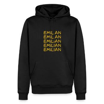 Nom du garçon Emilian - Sweat à capuche Premium bio Homme - noir - Devant - Nico (187cm)