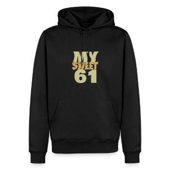 61 - Männer Premium Bio Hoodie - Schwarz - Vorne - Nico (187cm)