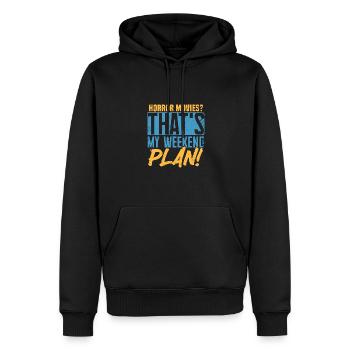 Horrorfilme? Das ist mein Wochenendplan! - Männer Premium Bio Hoodie - Schwarz - Vorne - Nico (187cm)