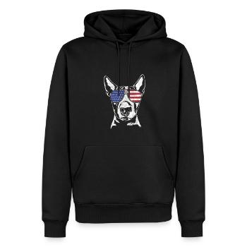 BULL TERRIER America Flag Dogs Wilsigns - Men’s Premium Organic Hoodie - black - Front - Nico (187cm)