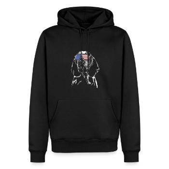 BRACCO ITALIANO America Flag Glasses Dog Wilsigns - Men’s Premium Organic Hoodie - black - Front - Nico (187cm)