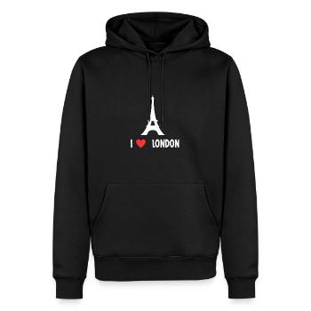Ich liebe London - Männer Premium Bio Hoodie - Schwarz - Vorne - Nico (187cm)