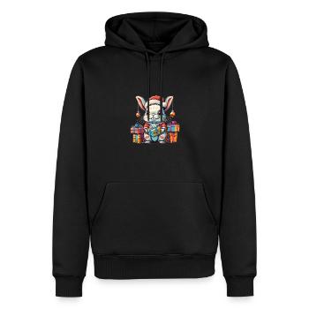 Glücklicher Hase Weihnachtsmann Mütze n Weihnachtsgeschenk - Männer Premium Bio Hoodie - Schwarz - Vorne - Nico (187cm)