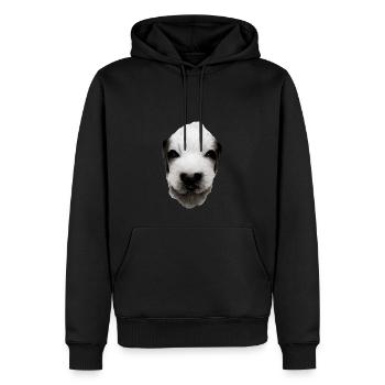 Visage de chiot - Sweat à capuche Premium bio Homme - noir - Devant - Nico (187cm)