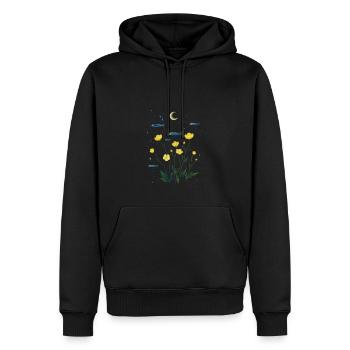T-shirt Fleurs et Poissons - Sweat à capuche Premium bio Homme - noir - Devant - Nico (187cm)