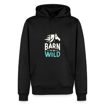 Scheune "Wild sein - Männer Premium Bio Hoodie - Schwarz - Vorne - Nico (187cm)