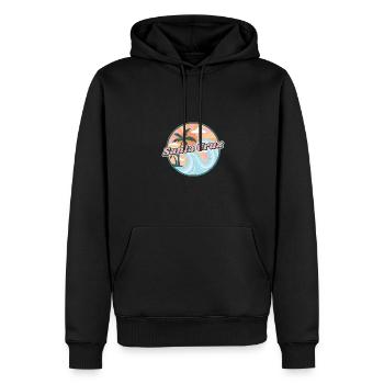 Santa Cruz Kalifornien 70er 80er Sonnenuntergang - Männer Premium Bio Hoodie - Schwarz - Vorne - Nico (187cm)