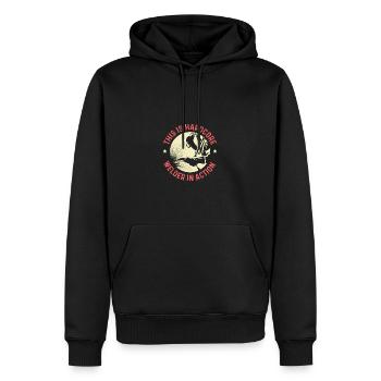 Schweißer in Aktion Handwerker Geschenk - Männer Premium Bio Hoodie - Schwarz - Vorne - Nico (187cm)