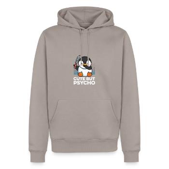 Cadeau doux mais psychopathe - Sweat à capuche Premium bio Homme - taupe - Devant - Nico (187cm)