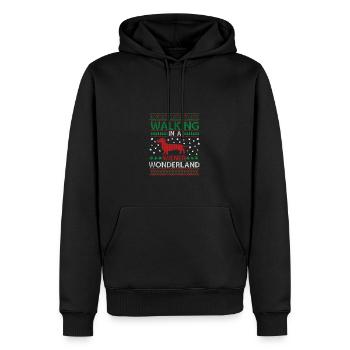 Marcher dans un Weiner Wonderland Joyeux Noël - Sweat à capuche Premium bio Homme - noir - Devant - Nico (187cm)