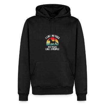 Lustige Vintage Horse Rider -Kleidung - Männer Premium Bio Hoodie - Schwarz - Vorne - Nico (187cm)