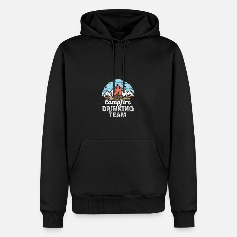 Camping Campfire Trinkteam Wanderdesign - Männer Premium Bio Hoodie - Schwarz