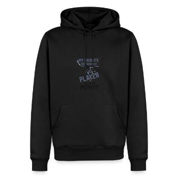Mein Lieblings-Eishockeyspieler nennt mich Mama - Männer Premium Bio Hoodie - Schwarz - Vorne - Nico (187cm)