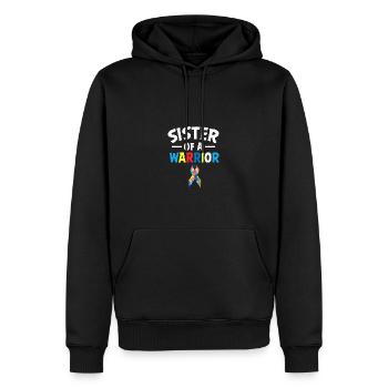 Soeur d’un guerrier drôle citation autisme - Sweat à capuche Premium bio Homme - noir - Devant - Nico (187cm)