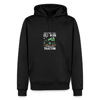 Lustiges Zitat unterschätzt nie einen alten Mann m - Männer Premium Bio Hoodie - Schwarz - Vorne - Nico (187cm)