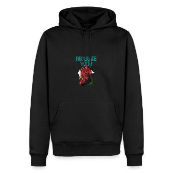 Feminism regulates your tail - Men’s Premium Organic Hoodie - black - Front - Nico (187cm)