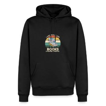 Vintage -Zitat Ich mag nur Bücher sehr - Männer Premium Bio Hoodie - Schwarz - Vorne - Nico (187cm)