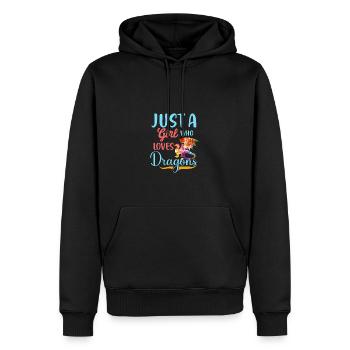 Seulement une fille qui aime les dragons, les dragons sont g - Sweat à capuche Premium bio Homme - noir - Devant - Nico (187cm)