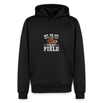 Mon cœur sur ce terrain est un joueur de rugby - Sweat à capuche Premium bio Homme - noir - Devant - Nico (187cm)