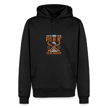 Gone Fishin 'Bientôt de retour pour aller chasser' - Sweat à capuche Premium bio Homme - noir - Devant - Nico (187cm)