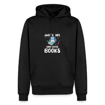 Juste une fille qui aime les livres - Sweat à capuche Premium bio Homme - noir - Devant - Nico (187cm)