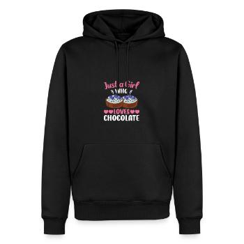 Juste une fille qui aime le chocolat - Sweat à capuche Premium bio Homme - noir - Devant - Nico (187cm)