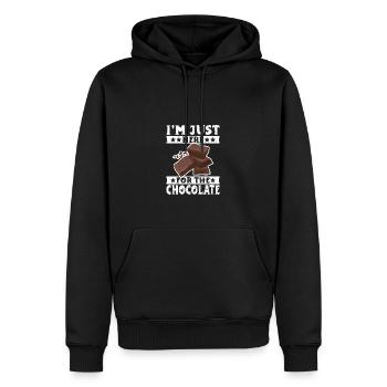 Je ne suis là que pour le chocolat - Sweat à capuche Premium bio Homme - noir - Devant - Nico (187cm)