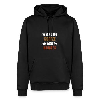 Wochenenden Kaffee und Pferde - Männer Premium Bio Hoodie - Schwarz - Vorne - Nico (187cm)
