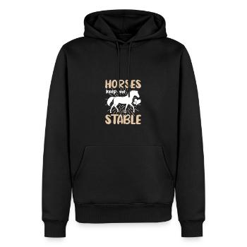 Pferde hält mich stabil - Männer Premium Bio Hoodie - Schwarz - Vorne - Nico (187cm)