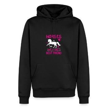 Pferde sind ein Mädchen bester Freund - Männer Premium Bio Hoodie - Schwarz - Vorne - Nico (187cm)