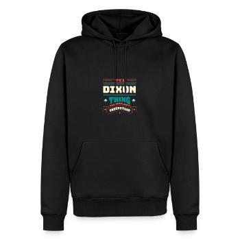 C’est une chose de Dixon, le nom de famille de la famille - Sweat à capuche Premium bio Homme - noir - Devant - Nico (187cm)
