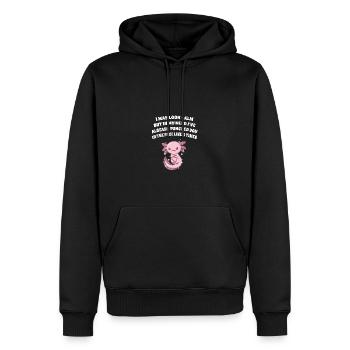 Sieh ruhig aus, aber in meinem Kopf hat dich schon - Männer Premium Bio Hoodie - Schwarz - Vorne - Nico (187cm)