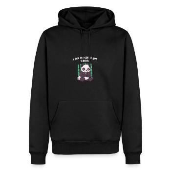 Ich renne mit Kaffee und Sarkasmus lustiger Kaffee - Männer Premium Bio Hoodie - Schwarz - Vorne - Nico (187cm)