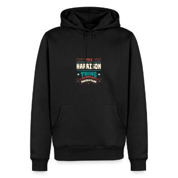 C’est un truc Harrison qui correspond au nom de famille - Sweat à capuche Premium bio Homme - noir - Devant - Nico (187cm)