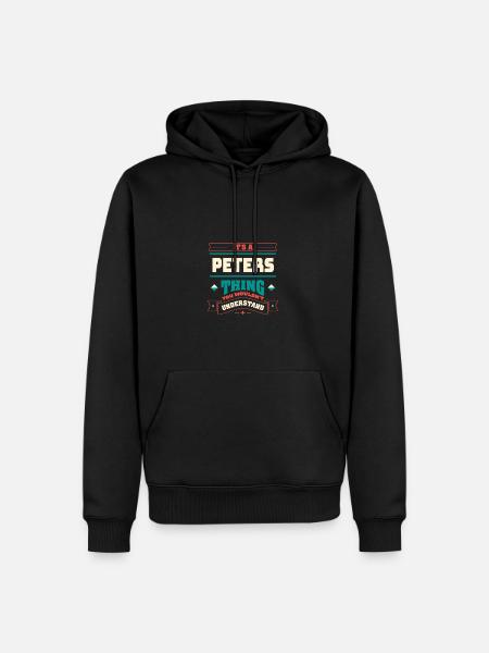 È una cosa di Peters, il cognome per la famiglia - Felpa con cappuccio ecologica premium da uomo - nero