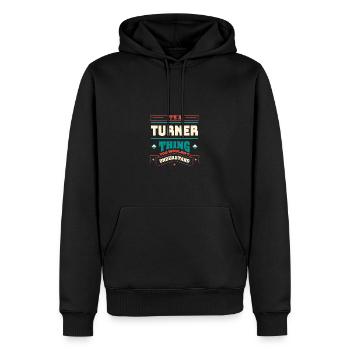 C’est une chose Turner, le nom de famille pour le Fami - Sweat à capuche Premium bio Homme - noir - Devant - Nico (187cm)