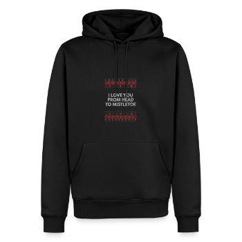 Ich liebe dich von Kopf zu Mistel -Weihnachts -Ehe - Männer Premium Bio Hoodie - Schwarz - Vorne - Nico (187cm)