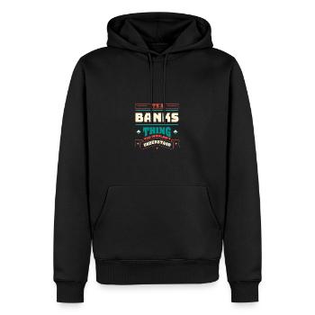 C’est une affaire bancaire correspondant au nom de famille, - Sweat à capuche Premium bio Homme - noir - Devant - Nico (187cm)