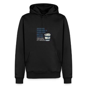 Christlicher Kaffee Lustig Jesus Verwandelt Wasser - Männer Premium Bio Hoodie - Schwarz - Vorne - Nico (187cm)