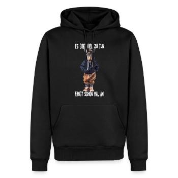 There's a lot to do, let's start - Men’s Premium Organic Hoodie - black - Front - Nico (187cm)