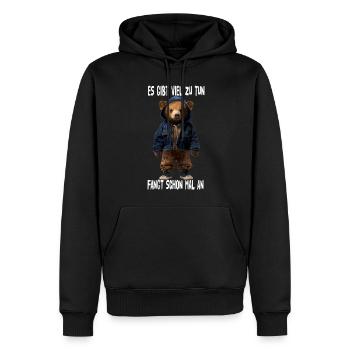 There's a lot to do, let's start - Men’s Premium Organic Hoodie - black - Front - Nico (187cm)