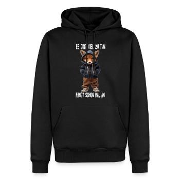 There's a lot to do, let's start - Men’s Premium Organic Hoodie - black - Front - Nico (187cm)
